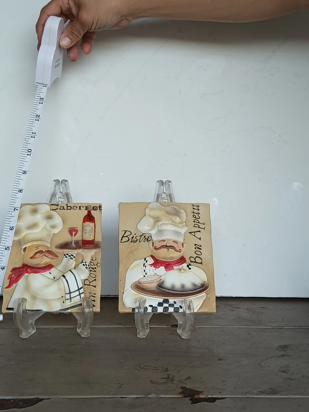 Vtg Chef Bistro Decorative Wall Plaques - Cream and Red